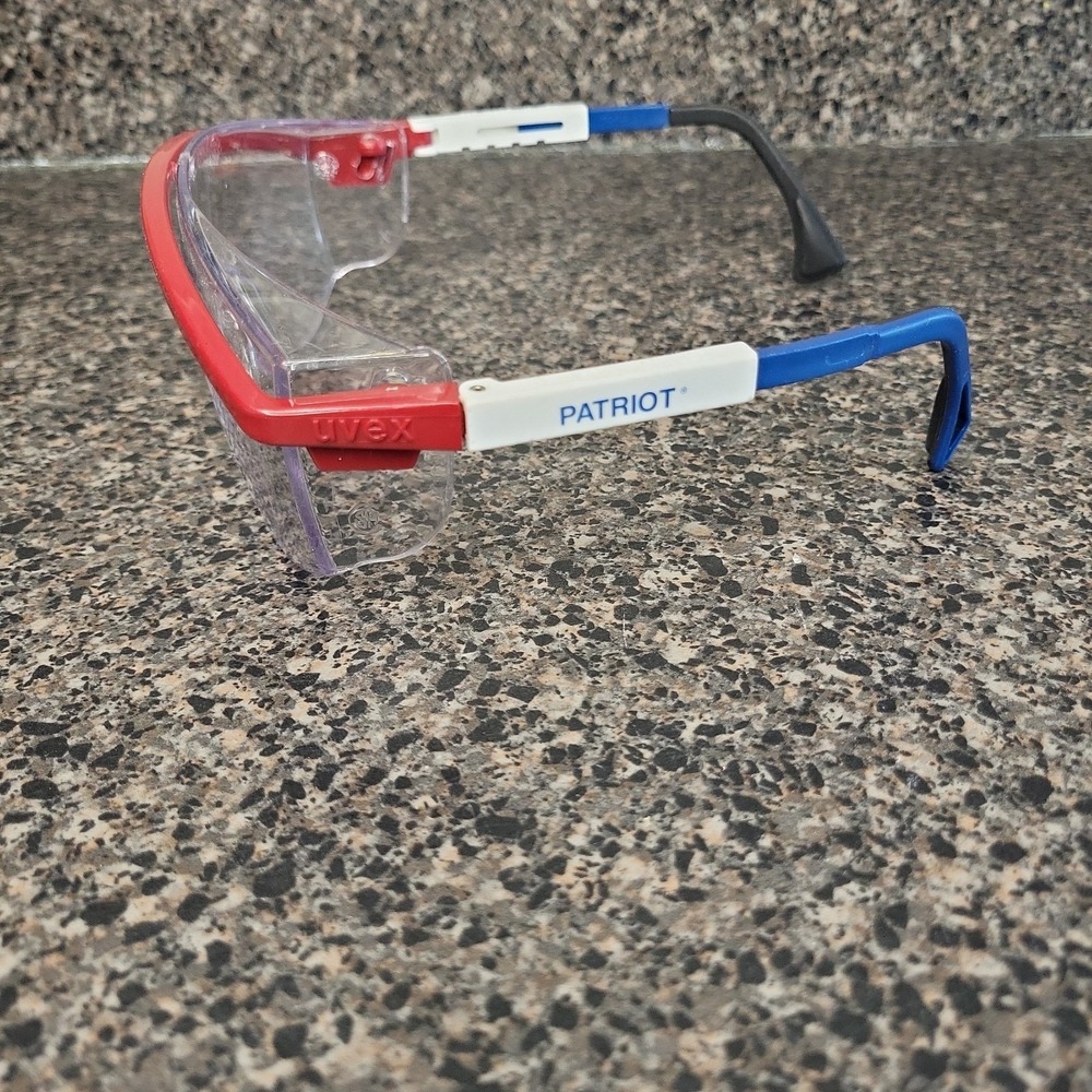 Vintage UVEX Astrospec 3000 Patriot Frame Clear Lens Safety Glasses Made In USA